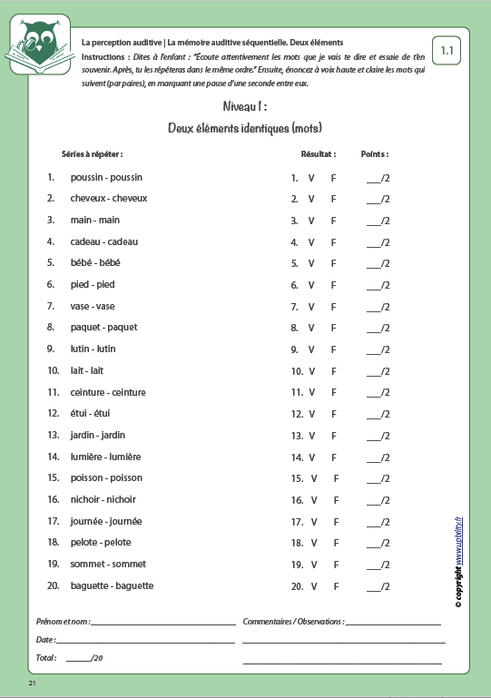 Développement de la perception auditive | LA MÉMOIRE AUDITIVE SÉQUENTIELLE - Image 4